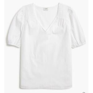 NWT J. Crew Short Sleeve V Neck Top BY433 White Basic Lightweight Blouse Size XS